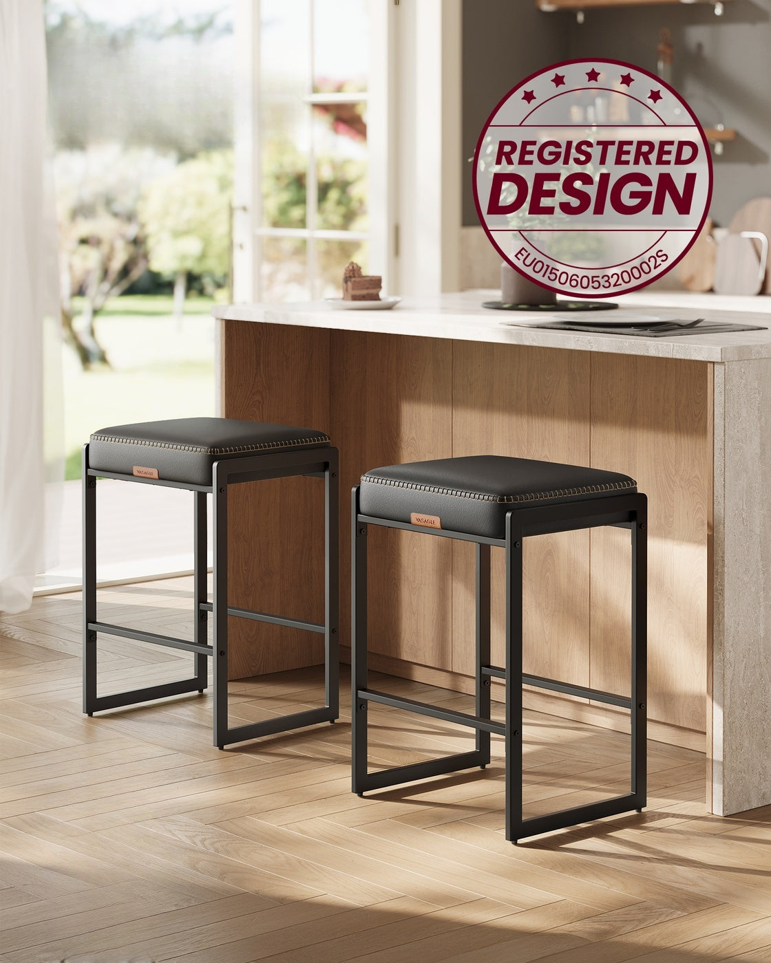 Counter Height Bar Stools Set Of 2 With 3.9 Inch Foam Cushioned Seats - product photo 60