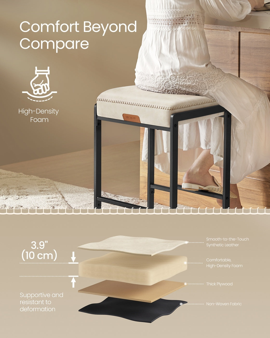 Counter Height Bar Stools Set Of 2 With 3.9 Inch Foam Cushioned Seats - product photo 73