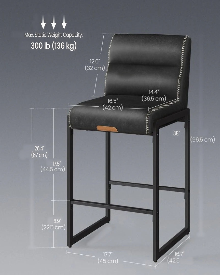 Counter Height Bar Stools Set of 2 with Back and Upholstered Seats – product view 6 | Ridgefield Furniture