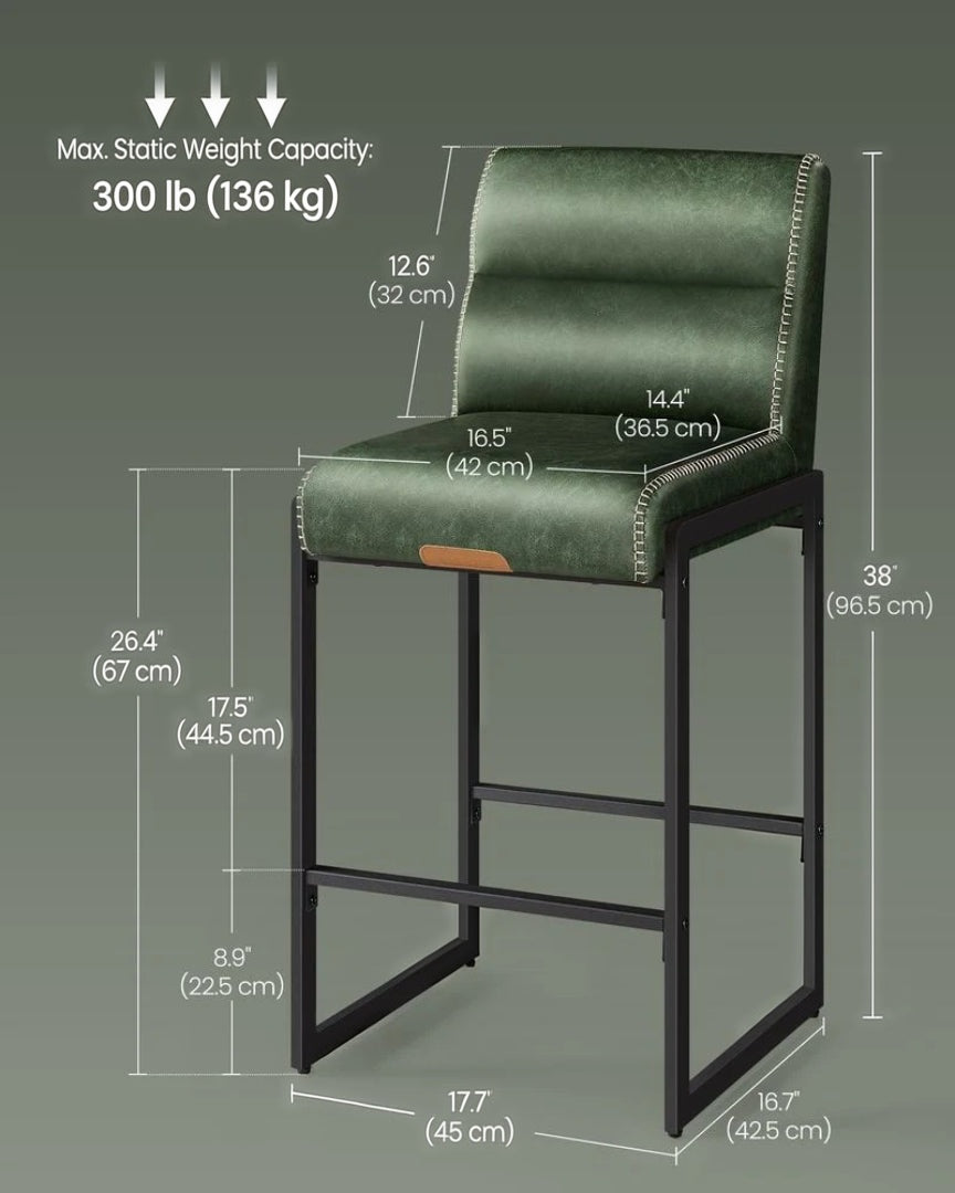 Counter Height Bar Stools Set of 2 with Back and Upholstered Seats – product view 12 | Ridgefield Furniture