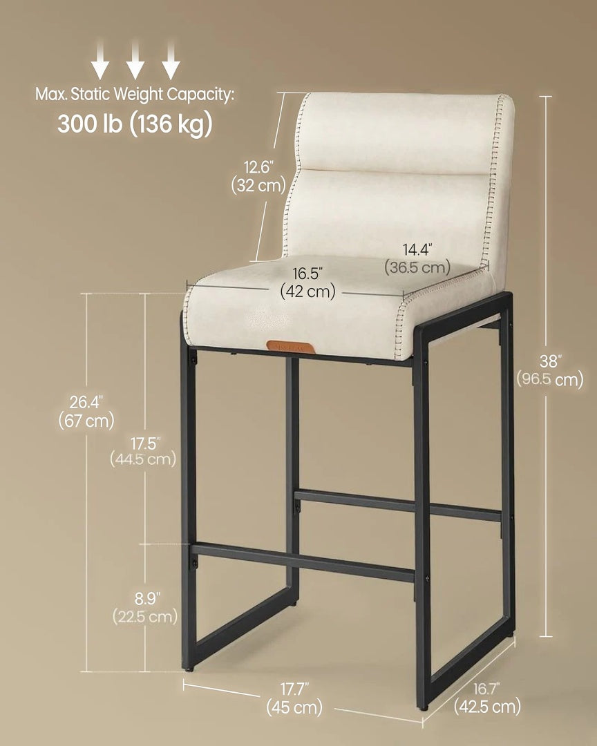 Counter Height Bar Stools Set of 2 with Back and Upholstered Seats – product view 18 | Ridgefield Furniture