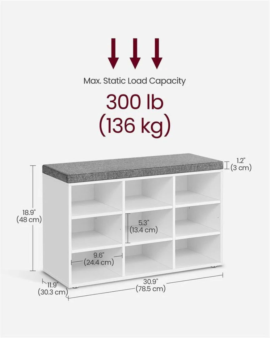 Shoe Storage Bench With Cushion – product view 14 | Ridgefield Furniture