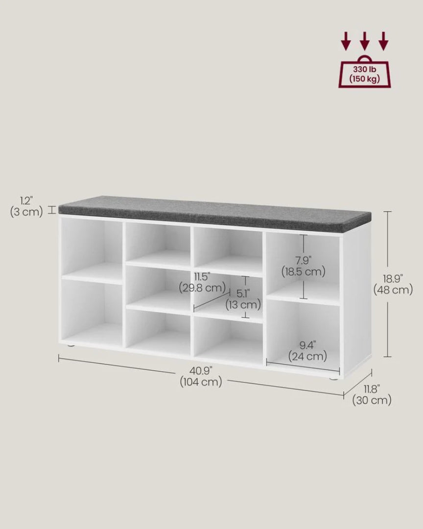 Shoe Storage Bench With Cushion – product view 19 | Ridgefield Furniture