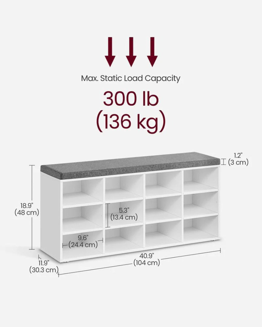 Shoe Storage Bench With Cushion – product view 23 | Ridgefield Furniture