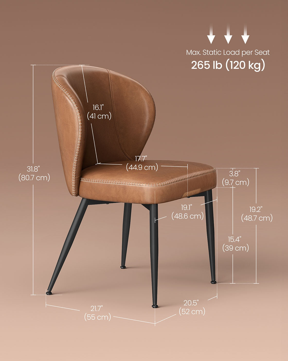 Dining Chairs Set Of 2, 4 Or 6 With Upholstered Seats And Steel Legs - product photo 86