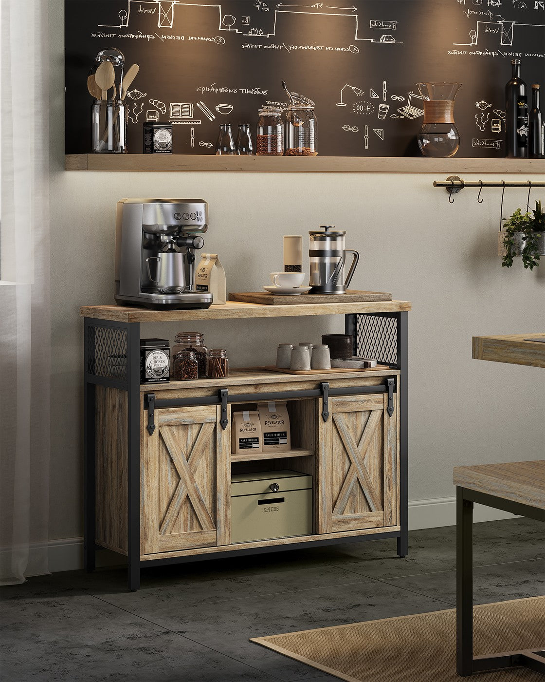 Dining Storage Sideboard With Door Rustic Brown - product photo 08