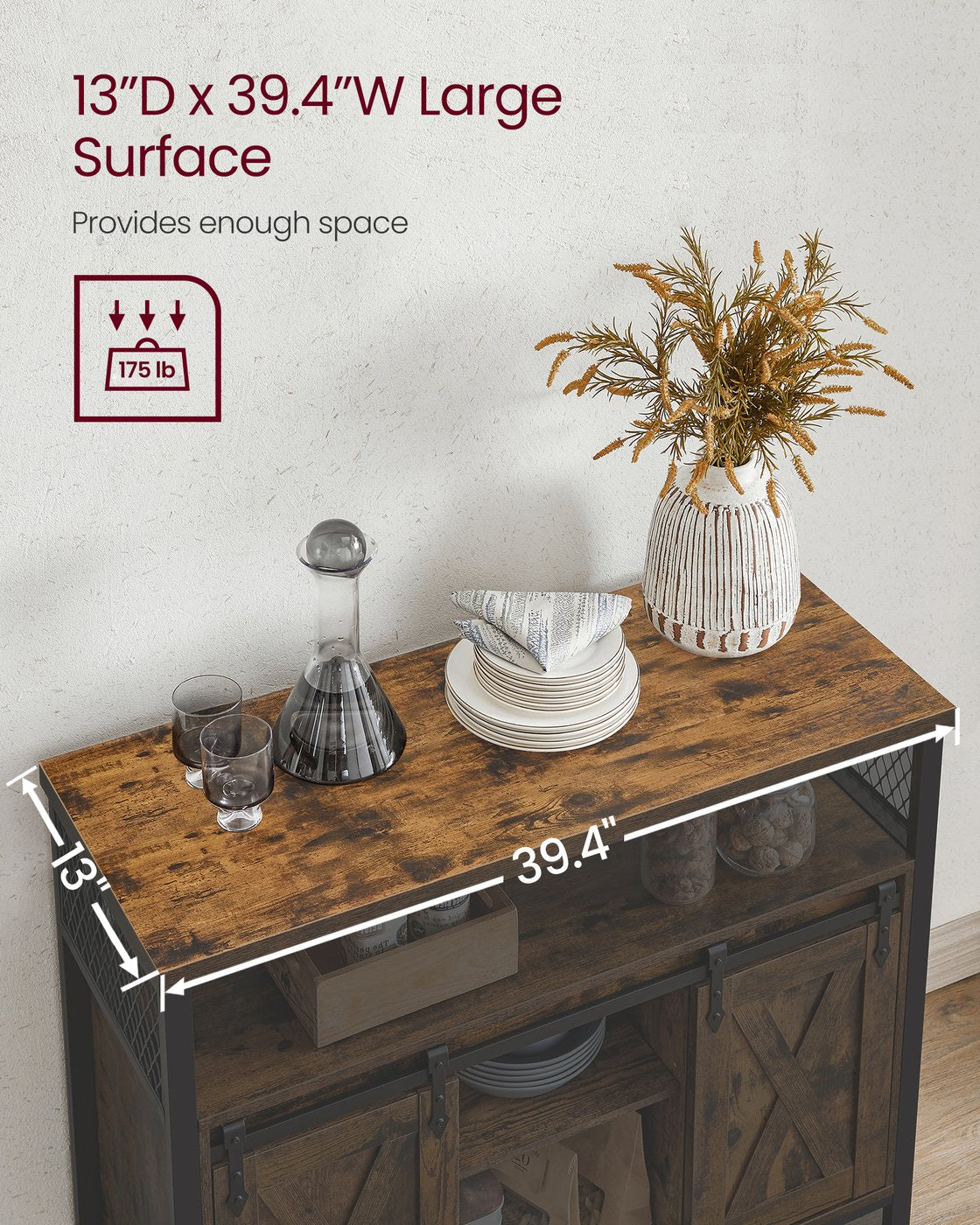 Dining Storage Sideboard With Door Rustic Brown - product photo 11