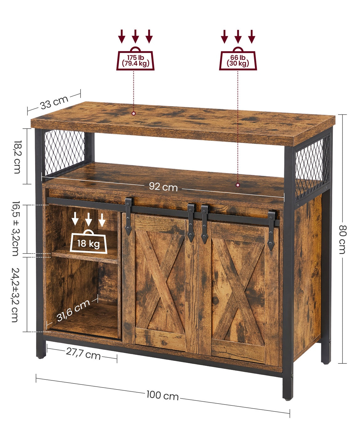 Dining Storage Sideboard With Door Rustic Brown - product photo 13
