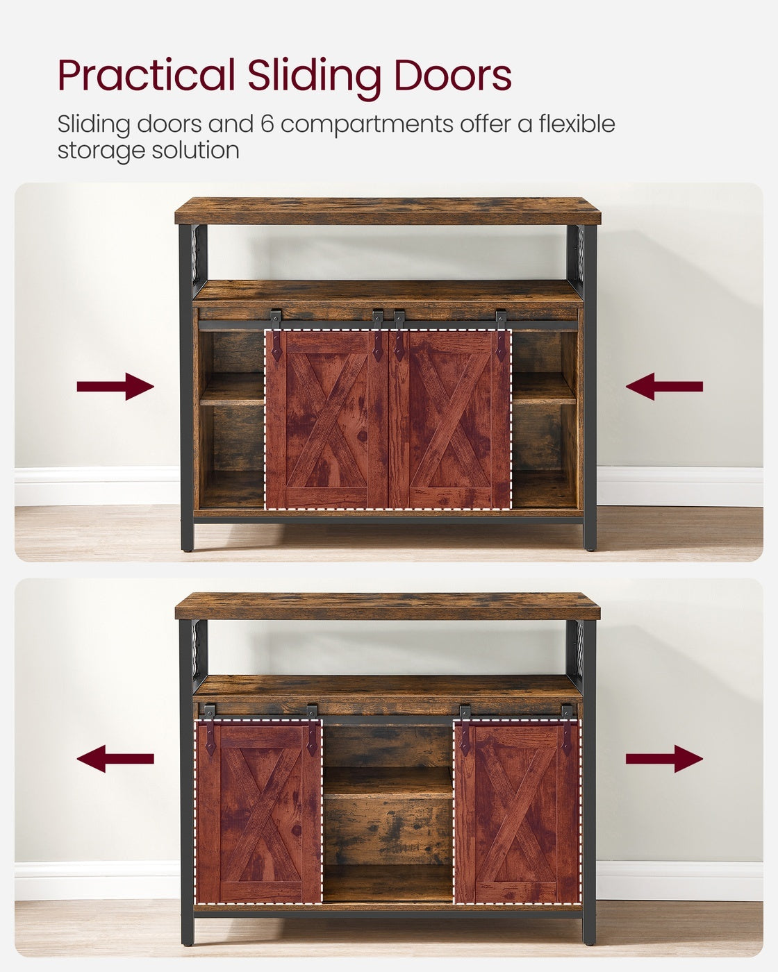 Dining Storage Sideboard With Door Rustic Brown - product photo 17