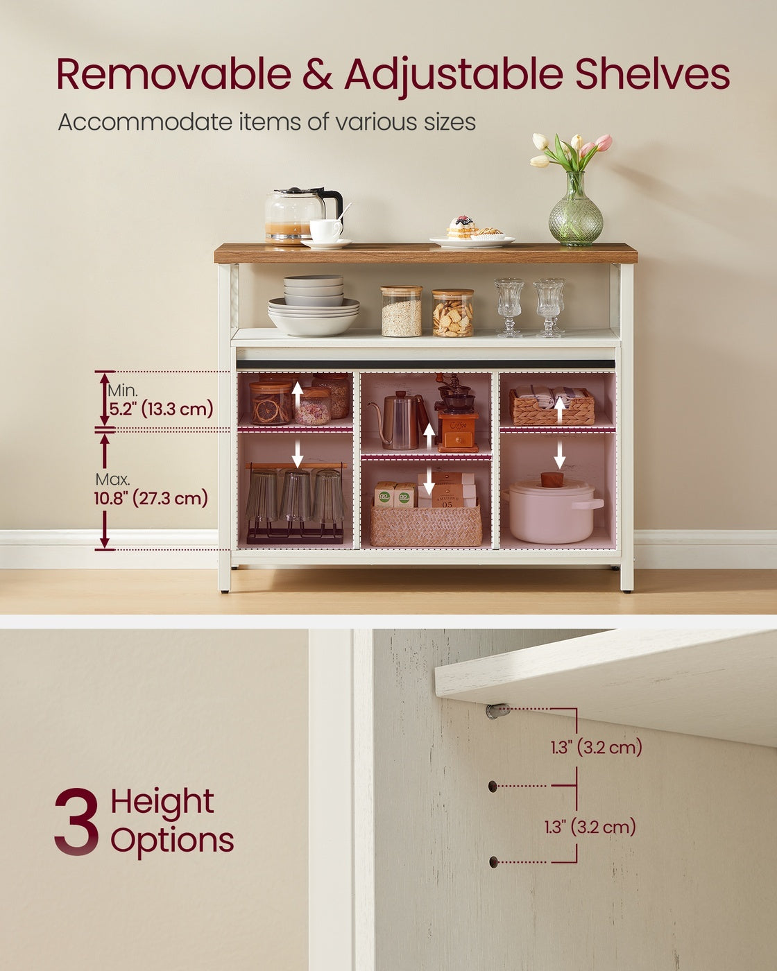 Dining Storage Sideboard With Door Rustic Brown - product photo 20