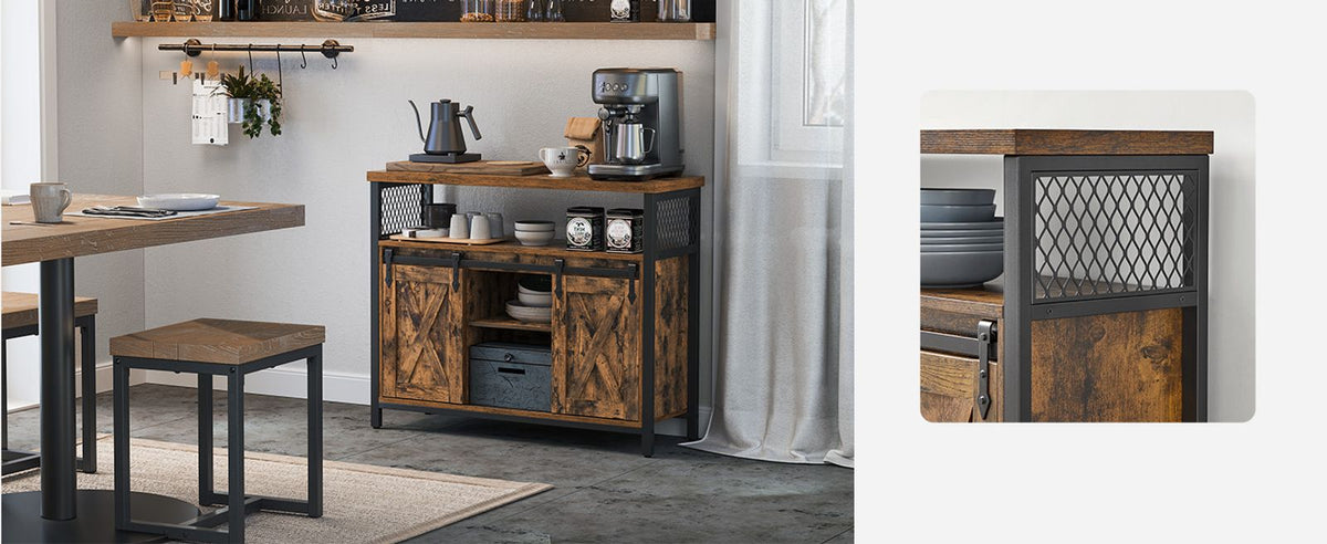 Dining Storage Sideboard With Door Rustic Brown - product photo 26