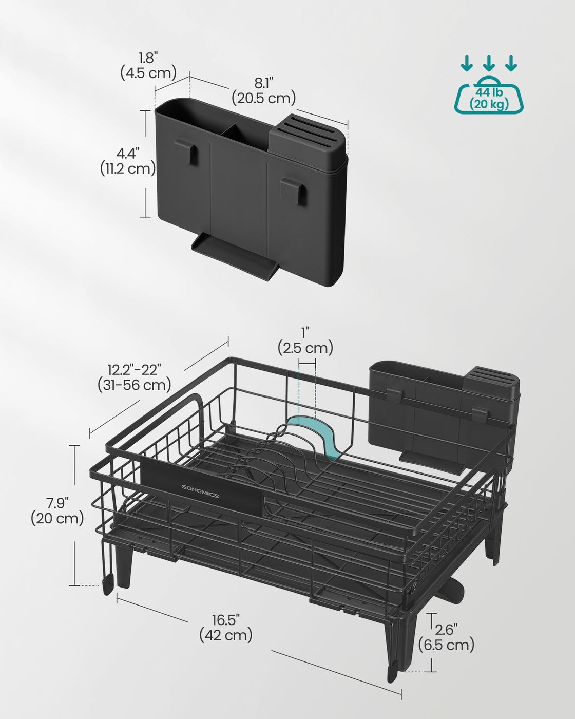 Dish Kitchen Dish Rack With Drainboard - product photo 06