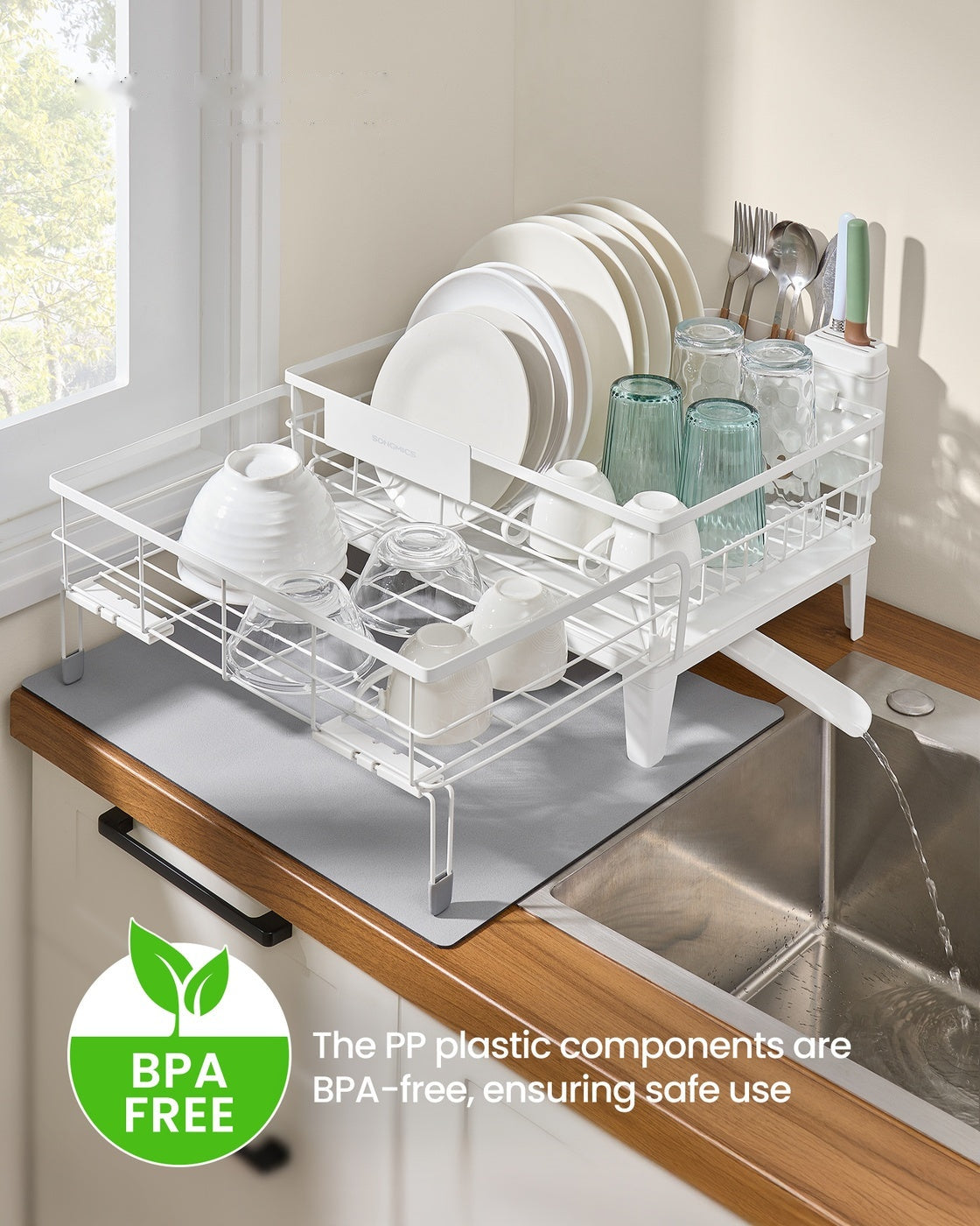 Dish Kitchen Dish Rack With Drainboard - product photo 09
