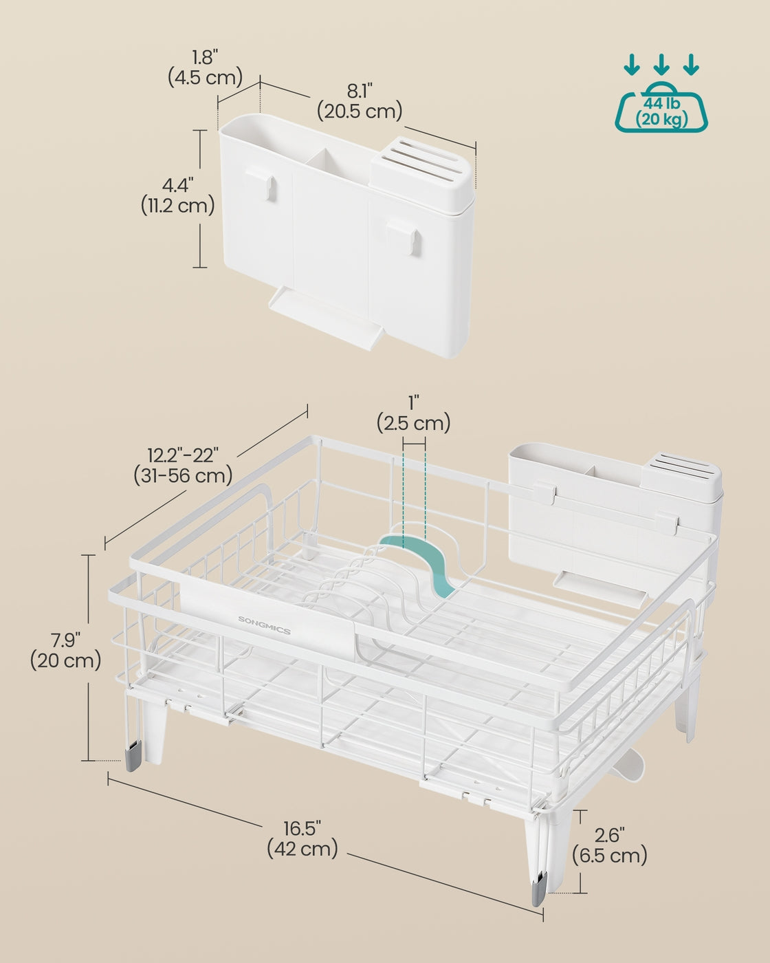 Dish Kitchen Dish Rack With Drainboard - product photo 13