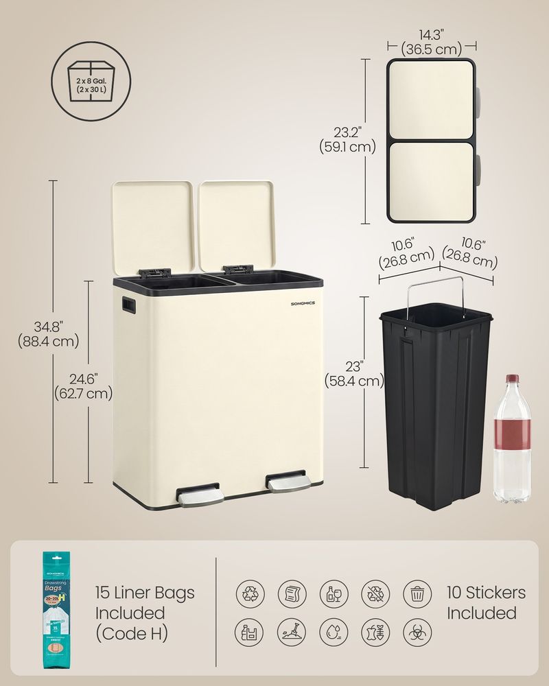 Double Compartment Stainless Steel Trash Can For Recycling - product photo 07