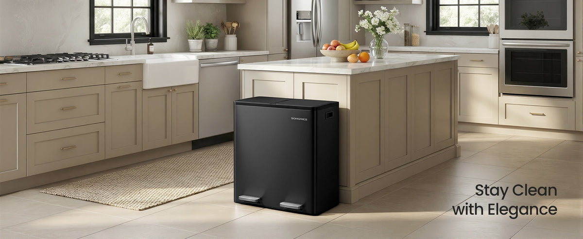 Double Compartment Stainless Steel Trash Can With Soft Close Lids - product photo 25