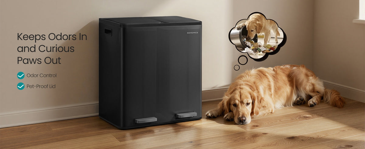 Double Compartment Stainless Steel Trash Can With Soft Close Lids - product photo 26