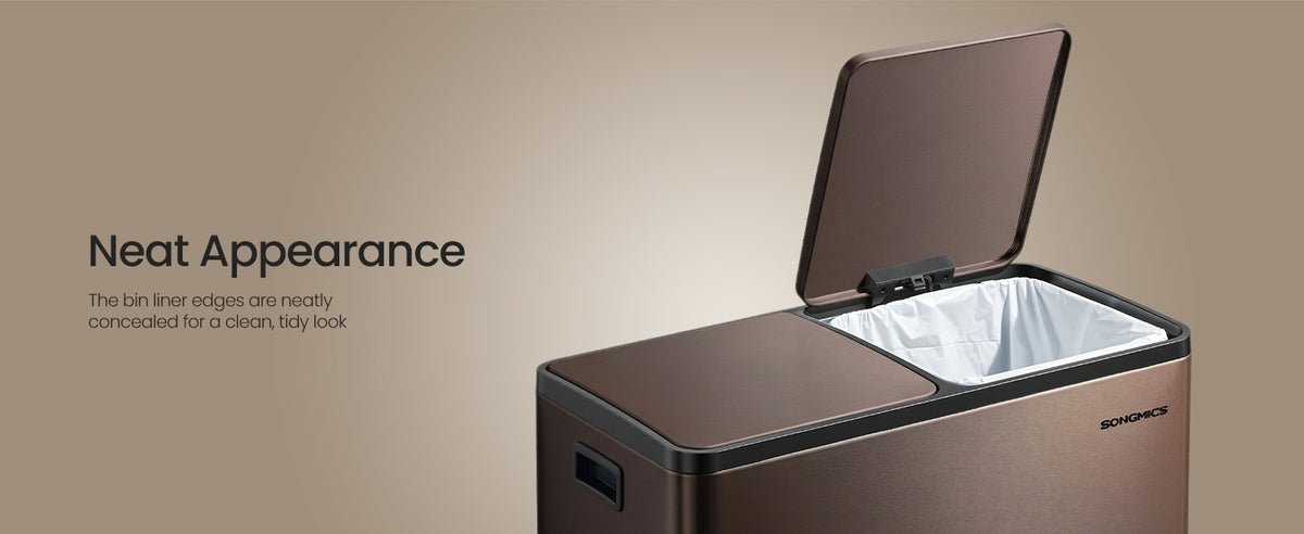 Double Compartment Stainless Steel Trash Can With Soft Close Lids - product photo 47