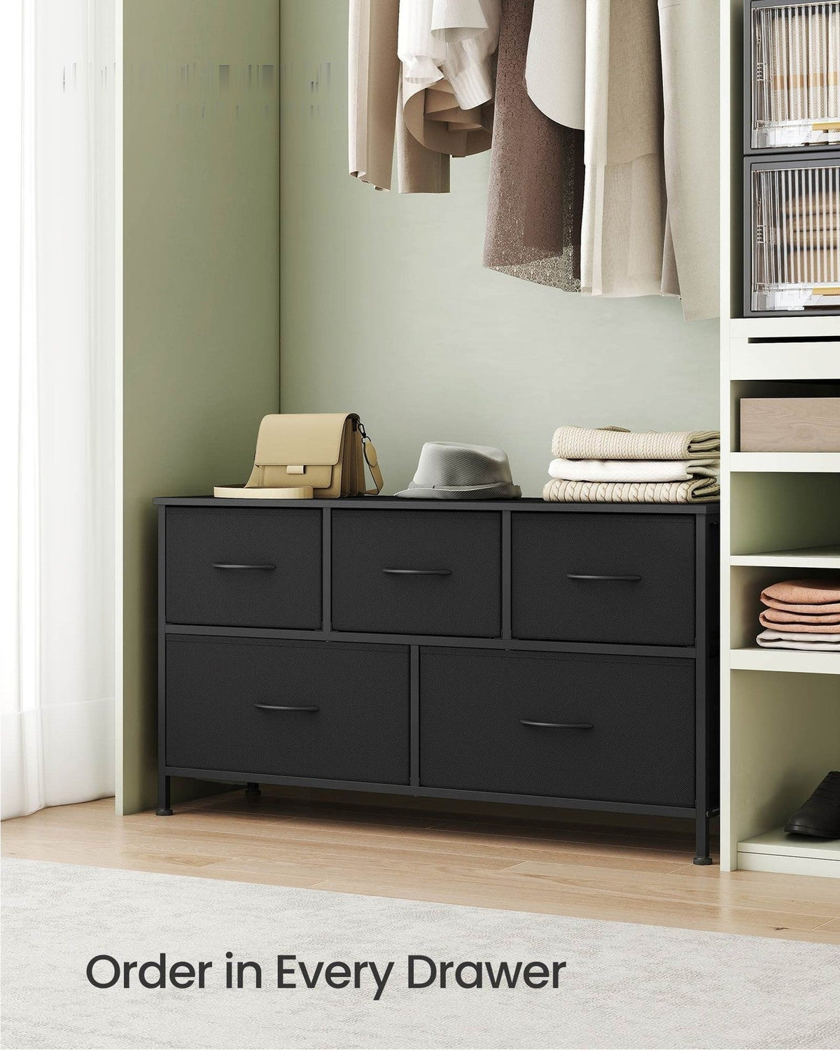 Dresser For Bedroom, Wide Dresser With 5 Fabric Drawers - product photo 02