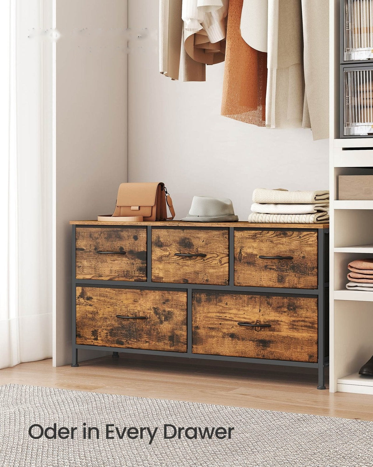 Dresser For Bedroom, Wide Dresser With 5 Fabric Drawers - product photo 08