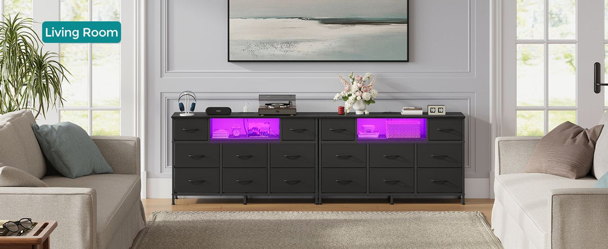 Dresser For Bedroom With Outlets And LED Lights, TV Stand For TVs Up To 55 - product photo 10