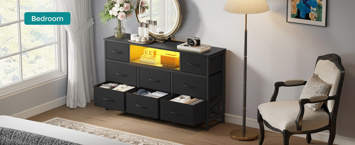 Dresser For Bedroom With Outlets And LED Lights, TV Stand For TVs Up To 55 - product photo 11