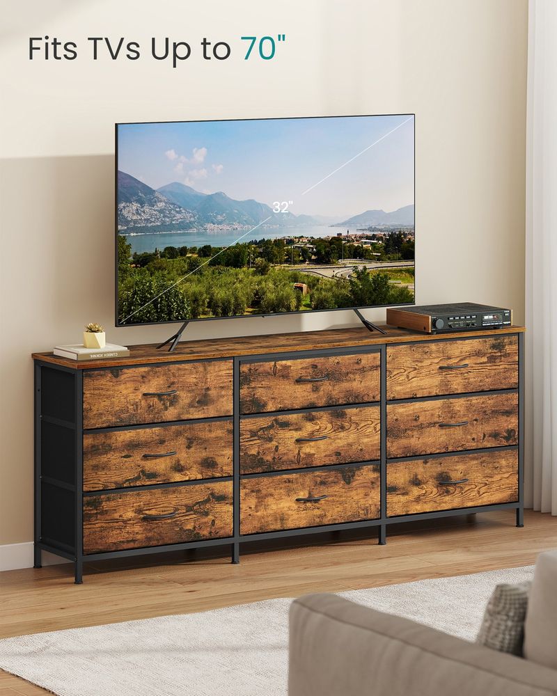 Dresser With 9 Fabric Drawers, TV Stand For TVs Up To 70 Inches | Wide Dresser - product photo 05