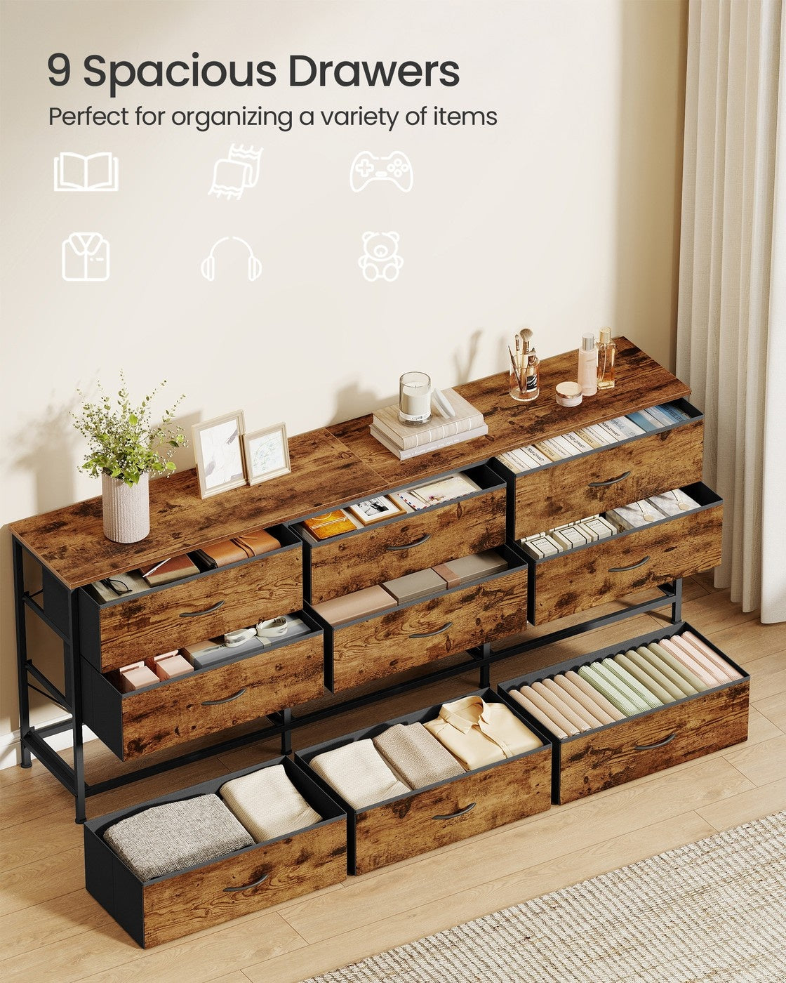 Dresser With 9 Fabric Drawers, TV Stand For TVs Up To 70 Inches | Wide Dresser - product photo 06