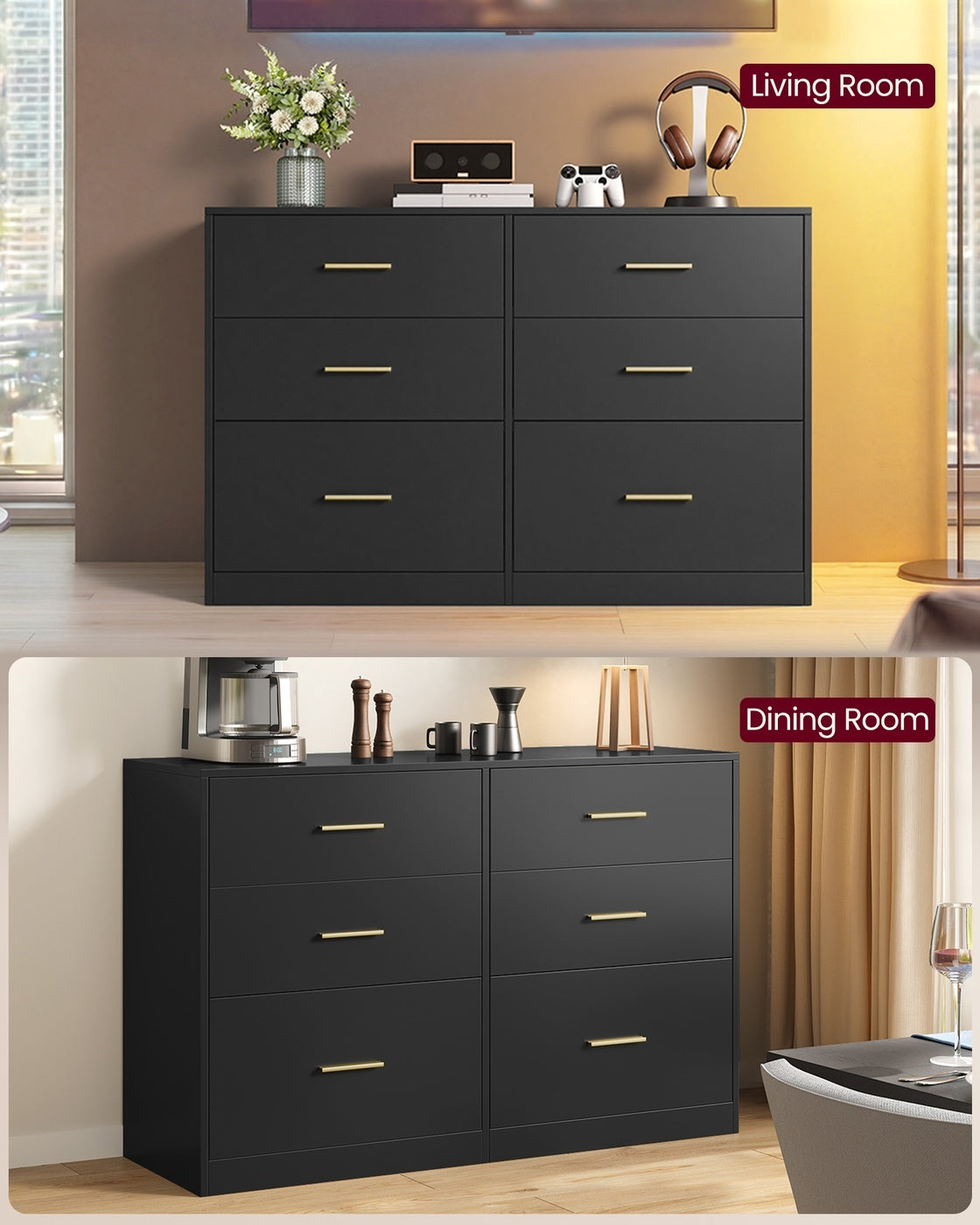 Dresser With LED Lights And Power Strip, 46.9 Inch Bedroom Chest - product photo 25