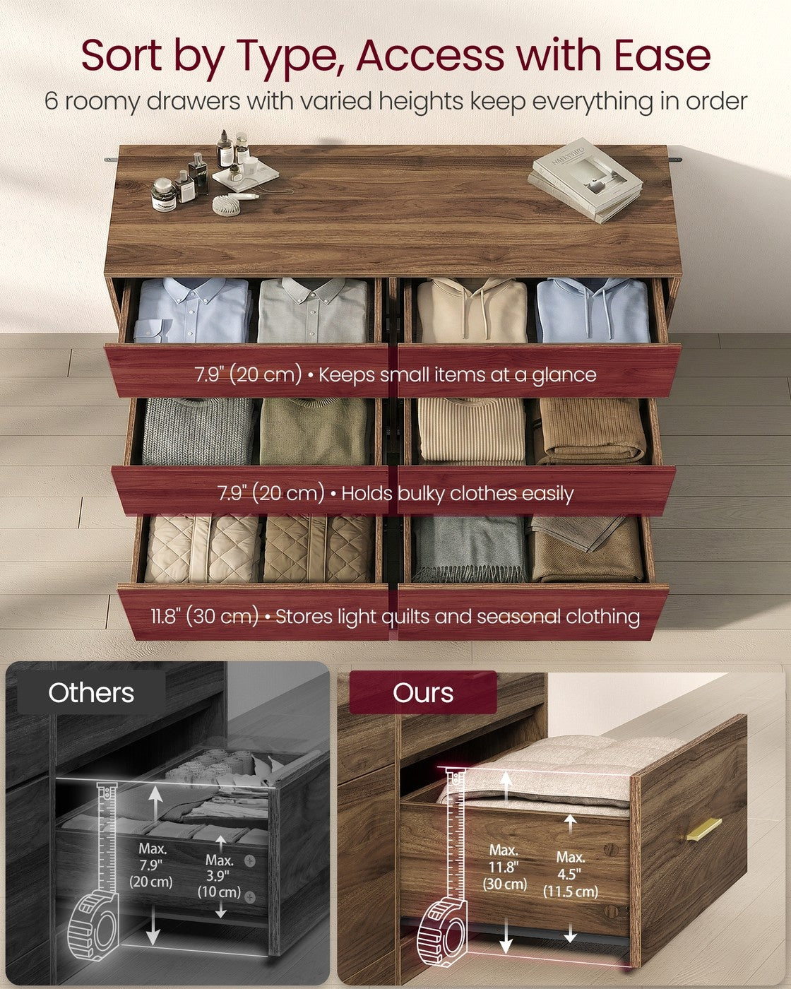 Dresser With LED Lights And Power Strip, 46.9 Inch Bedroom Chest - product photo 27