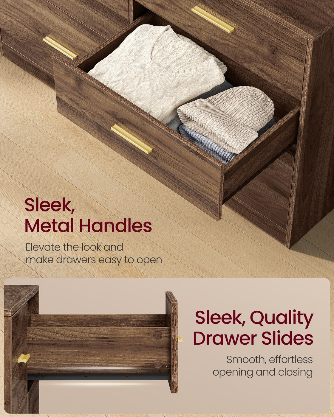 Dresser With LED Lights And Power Strip, 46.9 Inch Bedroom Chest - product photo 28
