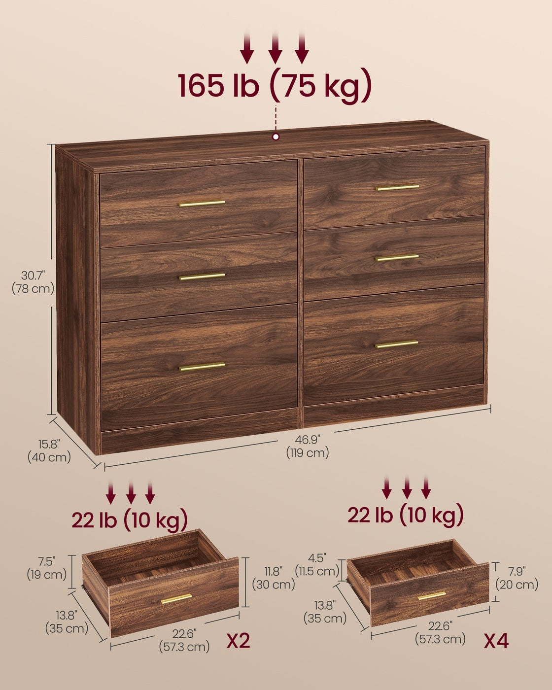 Dresser With LED Lights And Power Strip, 46.9 Inch Bedroom Chest - product photo 30
