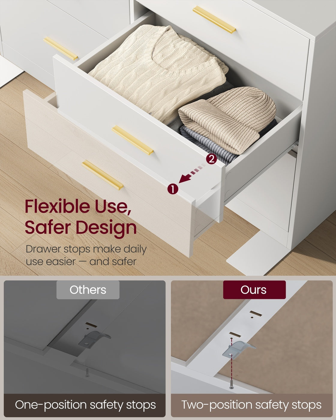 Dresser With LED Lights And Power Strip, 46.9 Inch Bedroom Chest - product photo 34