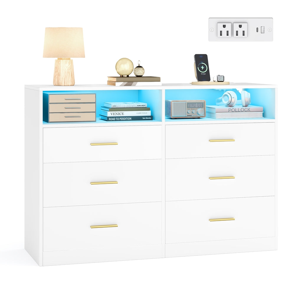 Dresser With LED Lights And Power Strip - product photo 01