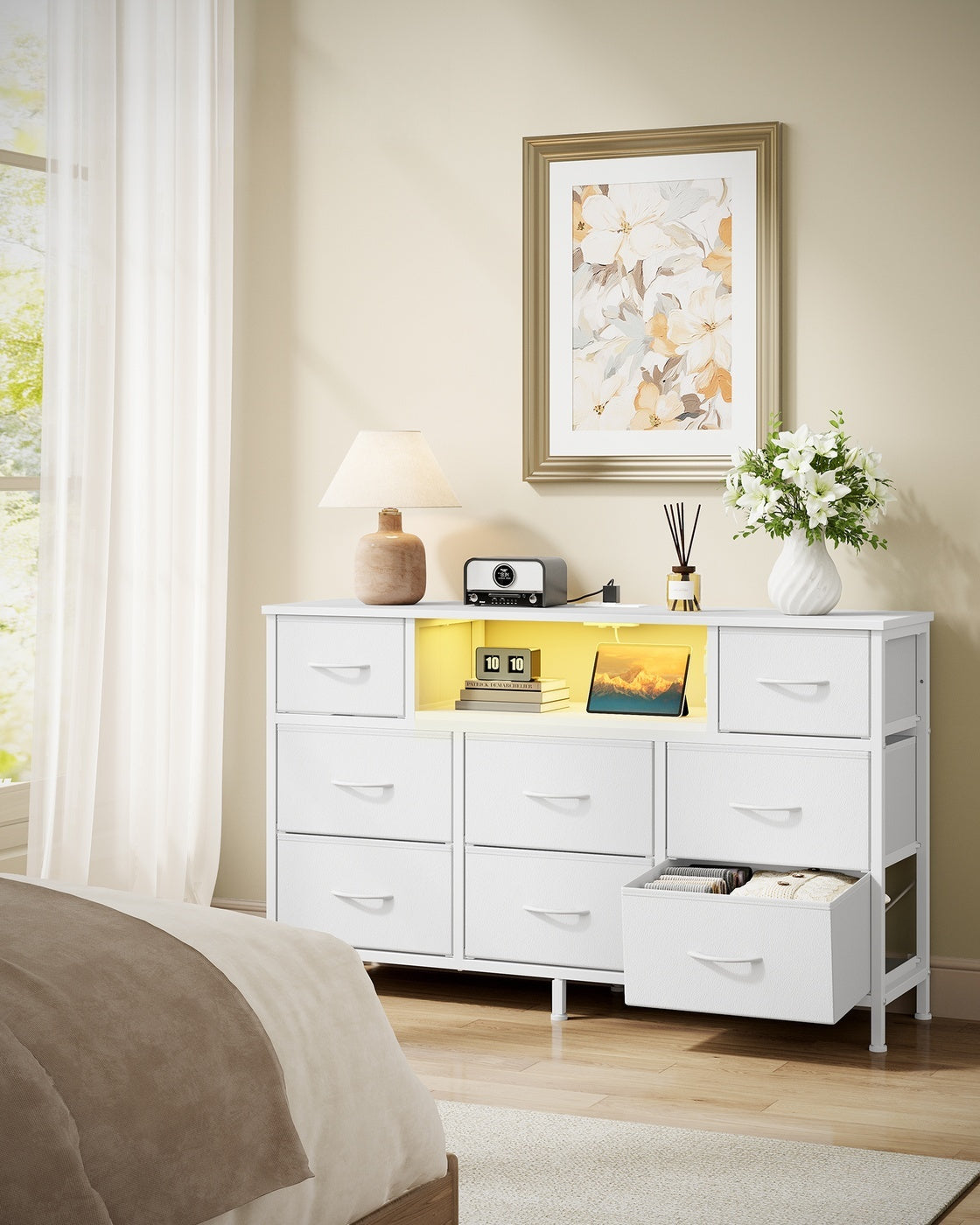 Dresser With Power Outlets And LED Lights, TV Stand For 55 Inch TV - product photo 25