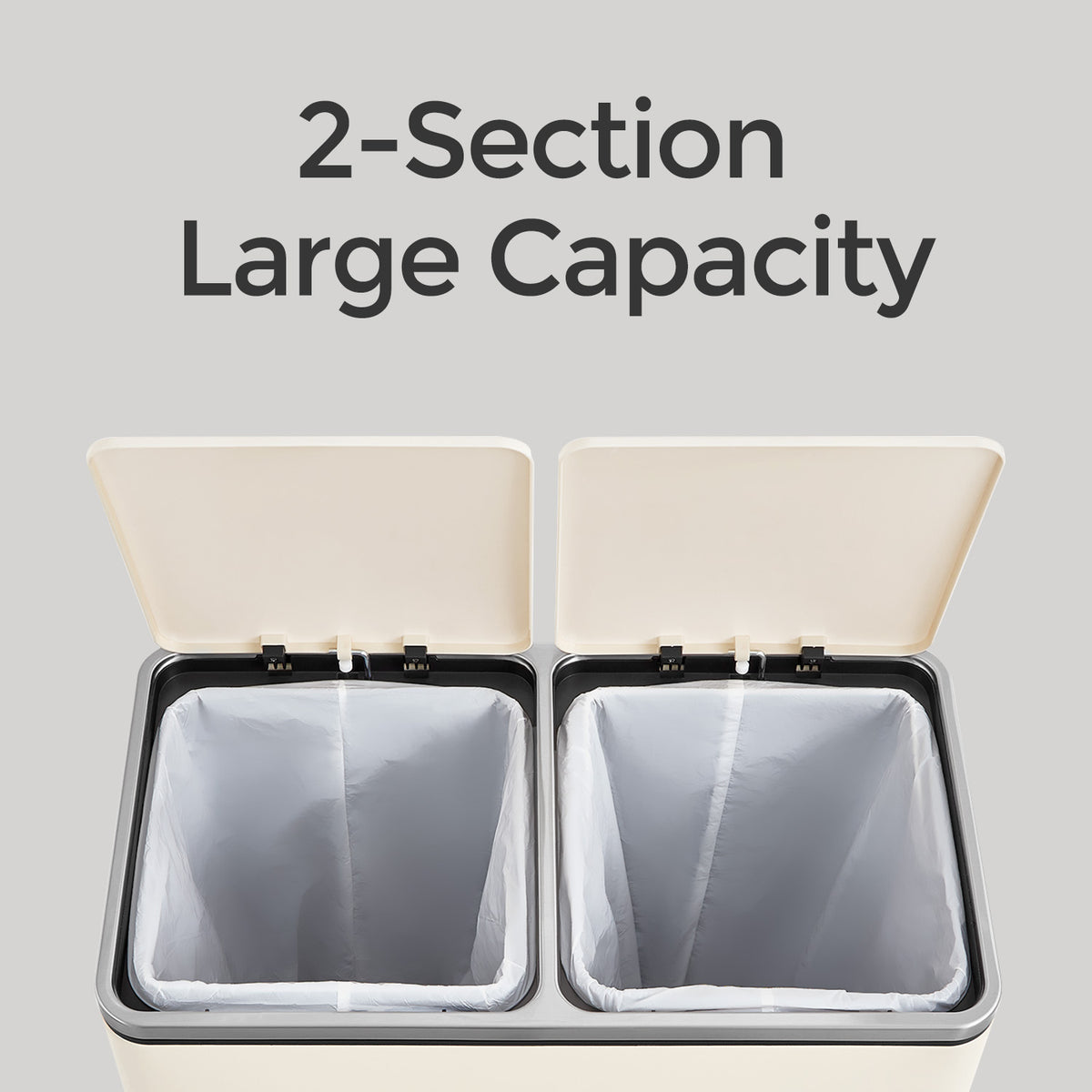 Dual Compartment Kitchen Trash Can With Airtight Hinged Lids - product photo 04