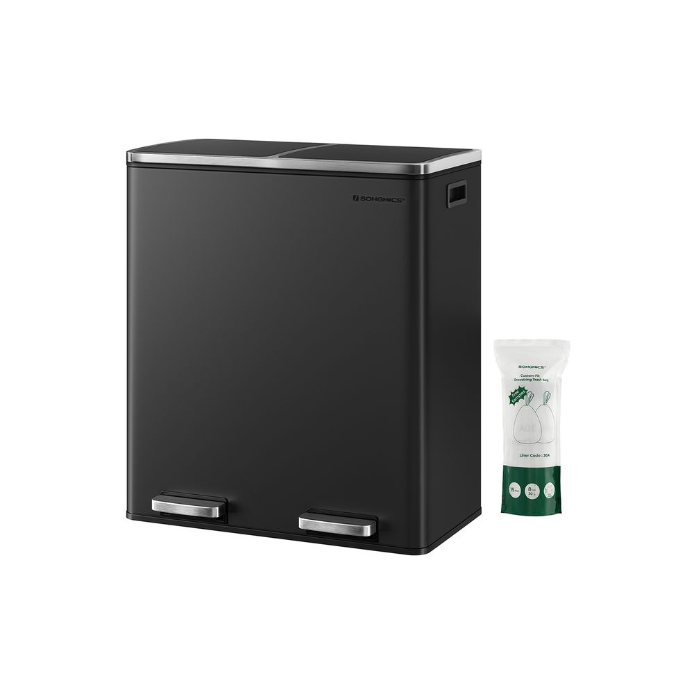 Dual Compartment Kitchen Trash Can With Airtight Hinged Lids - product photo 17
