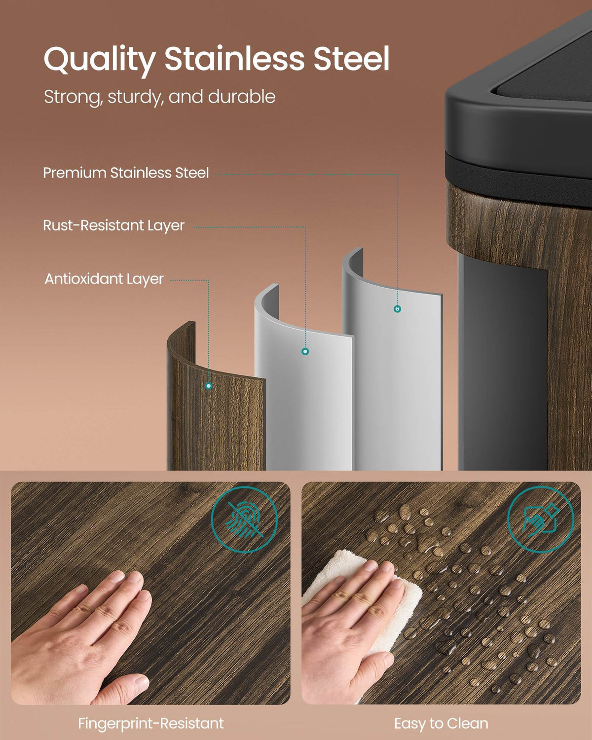 Dual Compartment Kitchen Trash Can With Airtight Hinged Lids - product photo 33