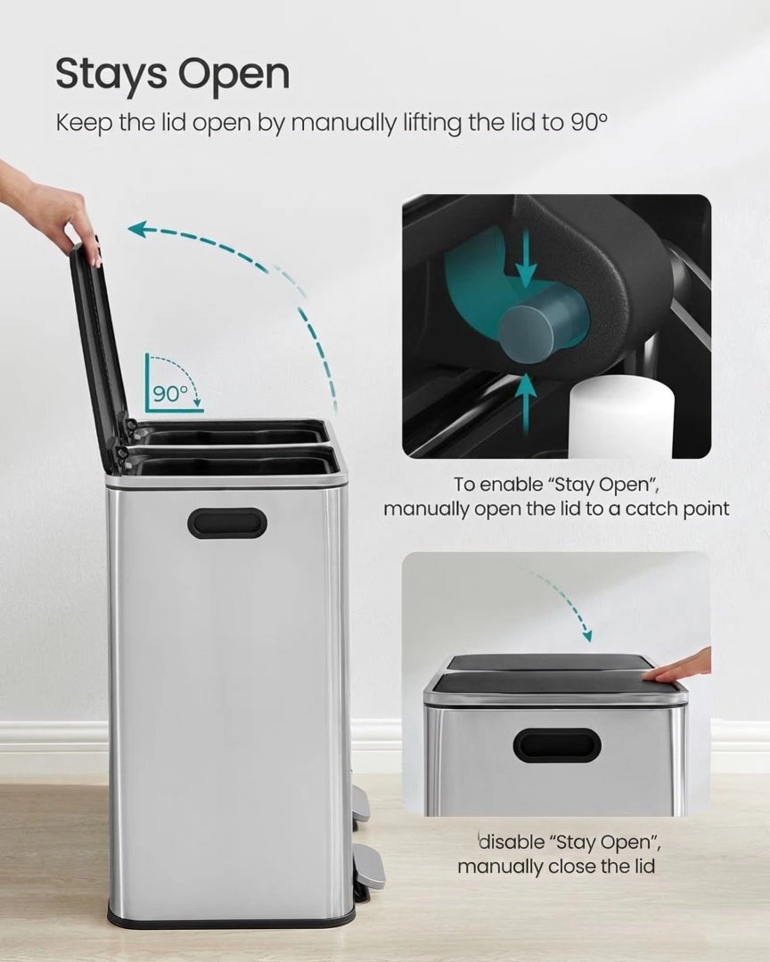 Dual Compartment Kitchen Trash Can with Pedal – product view 9 | Ridgefield Furniture