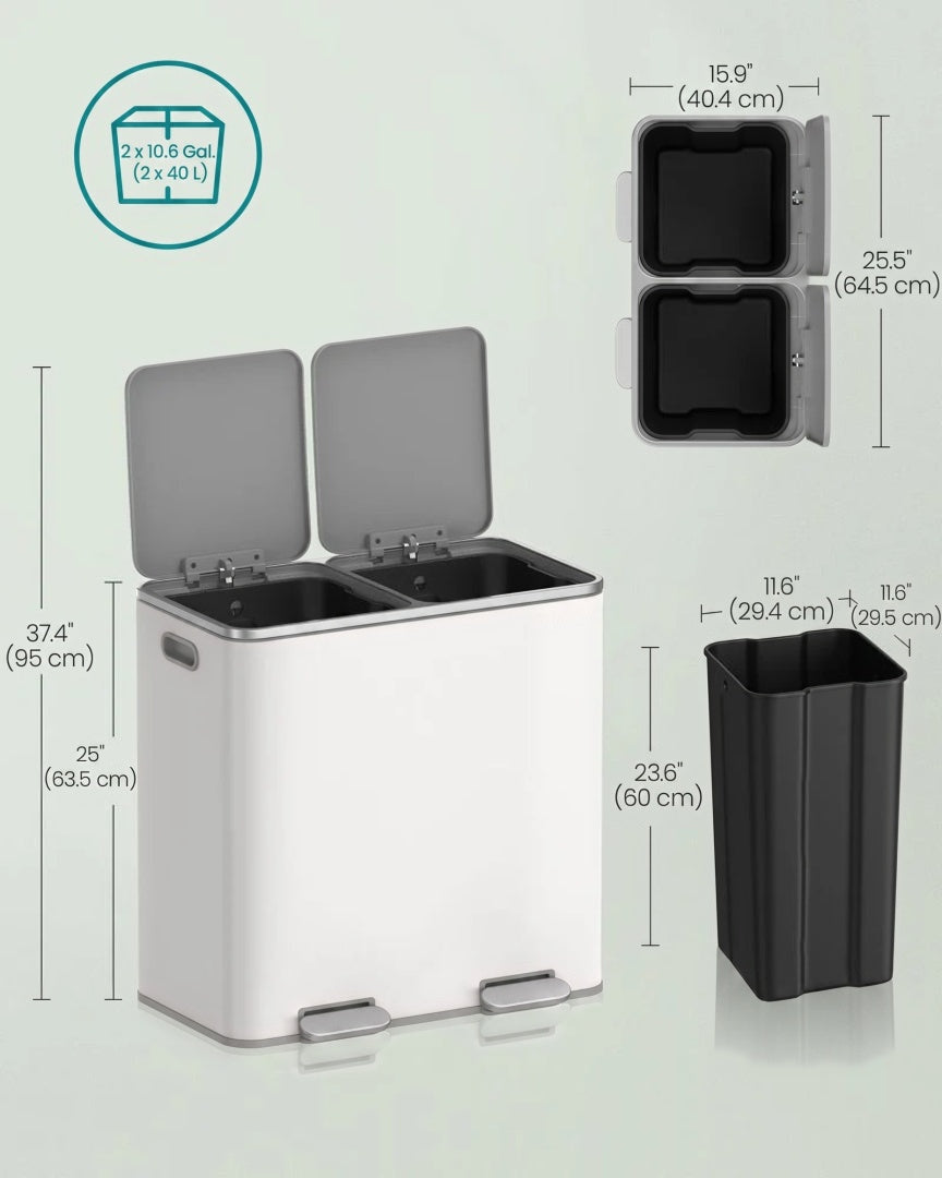 Dual Compartment Kitchen Trash Can with Pedal – product view 21 | Ridgefield Furniture