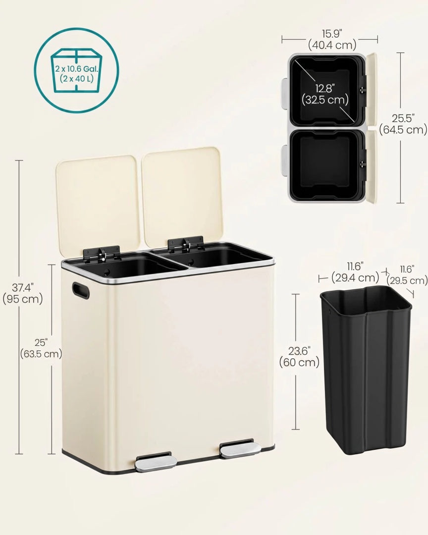 Dual Compartment Kitchen Trash Can with Pedal – product view 24 | Ridgefield Furniture