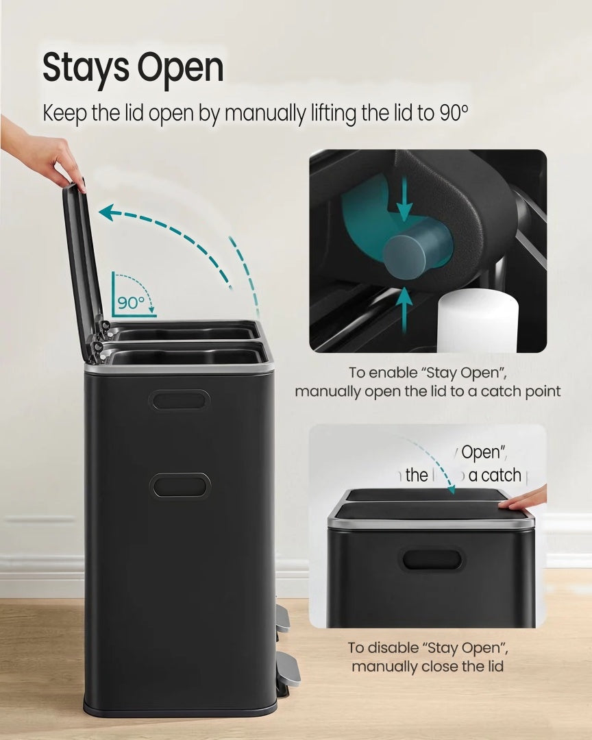 Dual Compartment Kitchen Trash Can with Pedal – product view 32 | Ridgefield Furniture