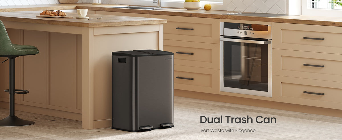 Dual Pedal Trash Can 2 x 8 Gallon With Soft Close Lids And 15 Liners - product photo 39