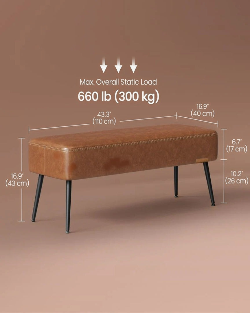 Storage Ottoman Bench With Legs & Upholstered Seat End Of Bed Bench – product view 9 | Ridgefield Furniture