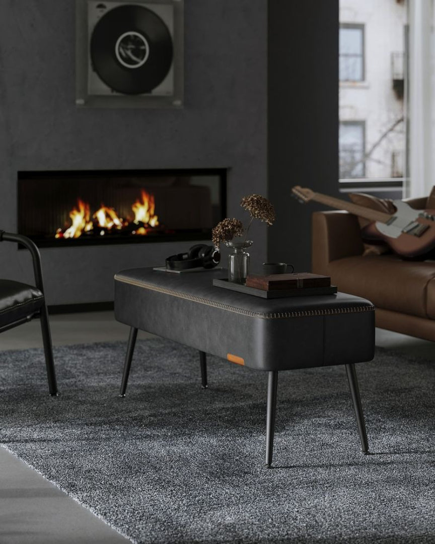 Storage Ottoman Bench With Legs & Upholstered Seat End Of Bed Bench – product view 13 | Ridgefield Furniture