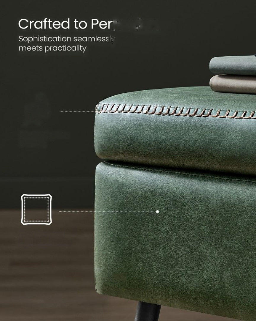 Storage Ottoman Bench With Steel Legs & Flip Lid Upholstered Seat – product view 6 | Ridgefield Furniture