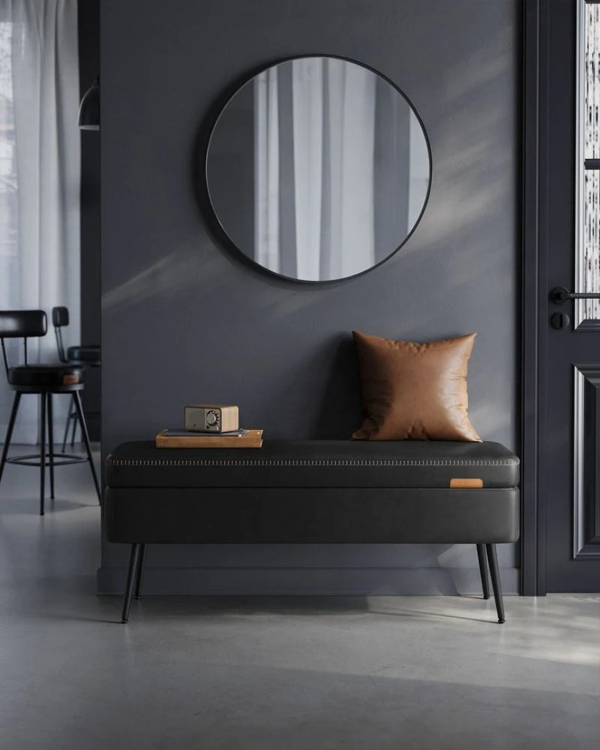 Storage Ottoman Bench With Steel Legs & Flip Lid Upholstered Seat – product view 12 | Ridgefield Furniture