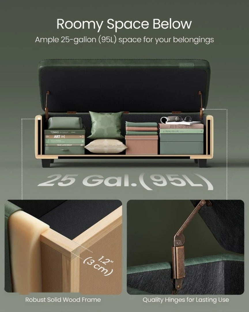 Storage Ottoman Bench With Flip Lid & Upholstered Seat Storage Unit – product view 9 | Ridgefield Furniture