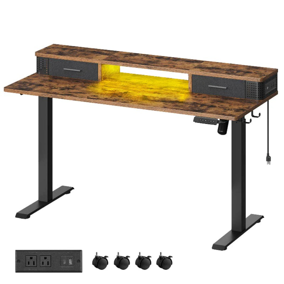 Electric Standing Desk With Drawers & Power Outlets – product view 4 | Ridgefield Furniture