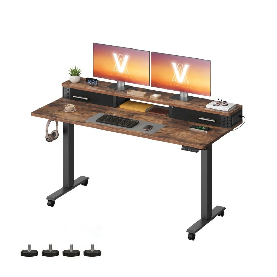Electric Standing Desk With Drawers & Power Outlets – product view 7 | Ridgefield Furniture